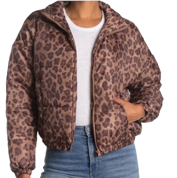 Abound Animal Print Puffer Jacket M New - Picture 1 of 9
